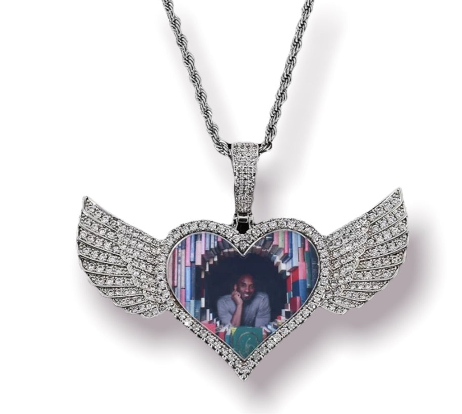Heart Wing Photo Pendant