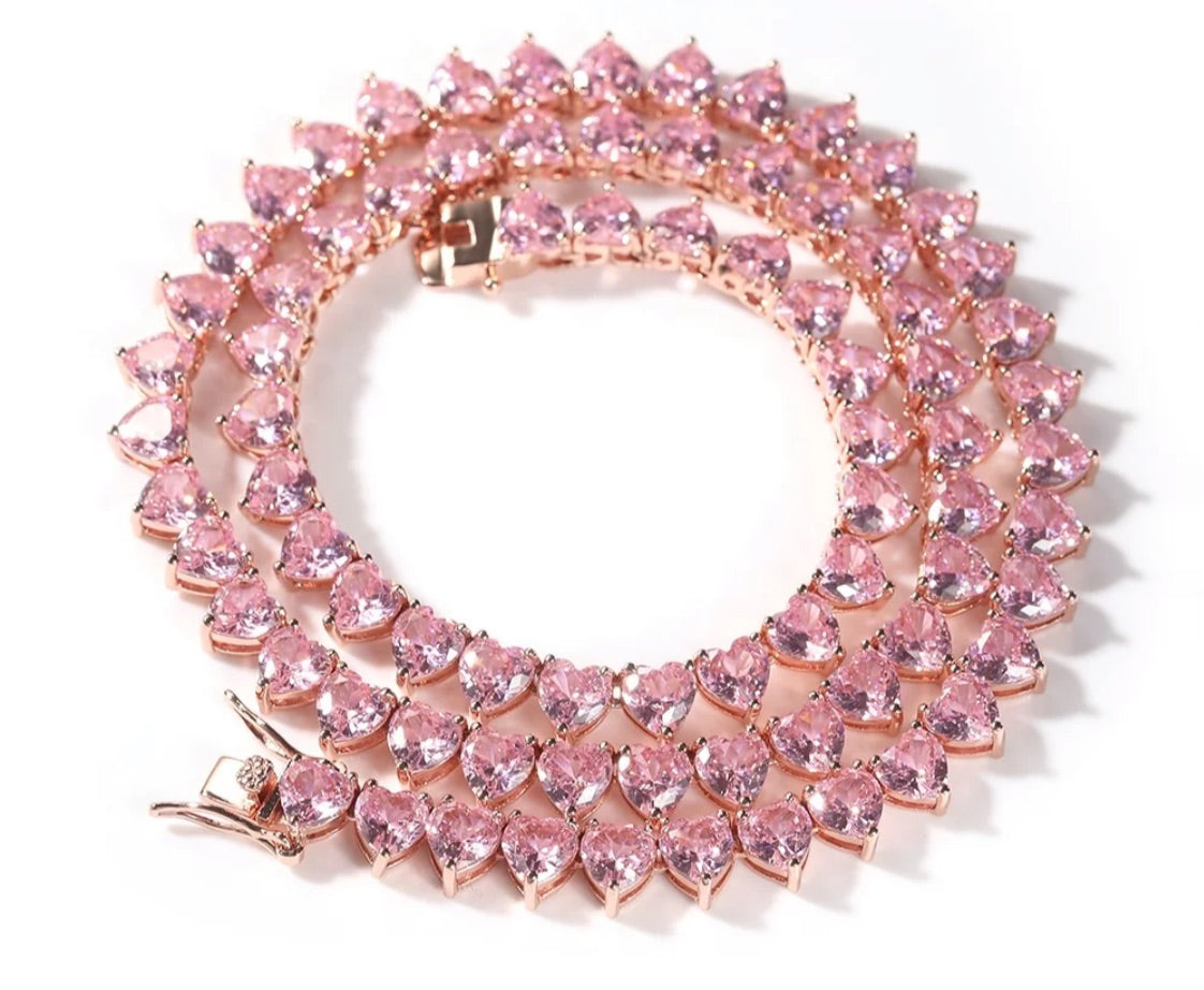 Heart Tennis Necklace