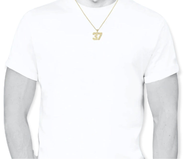 10K Yellow Gold Double Digit Number Pendant