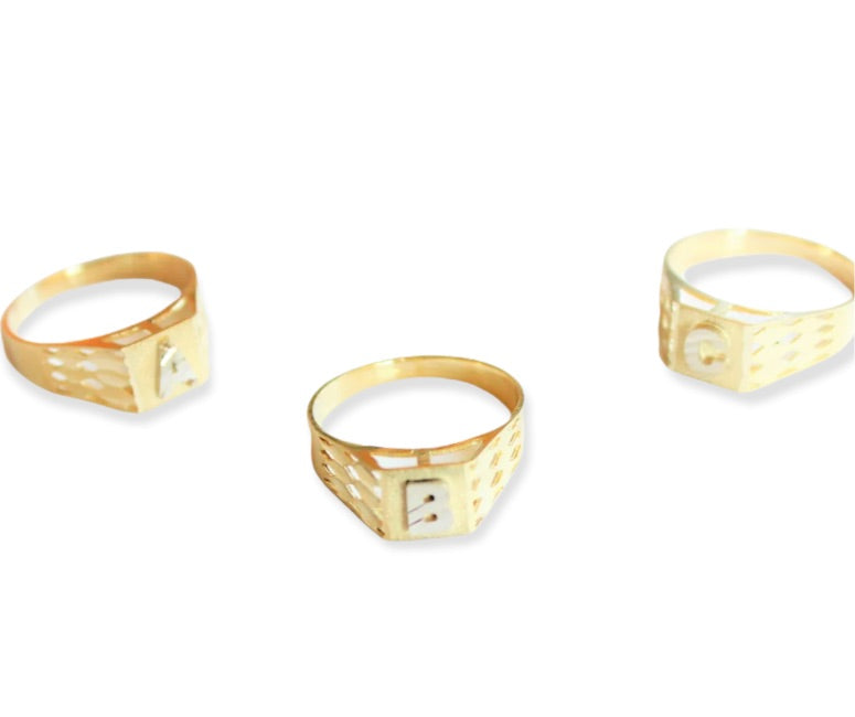 10K Yellow Gold Initial Ring (Diamond Cut)