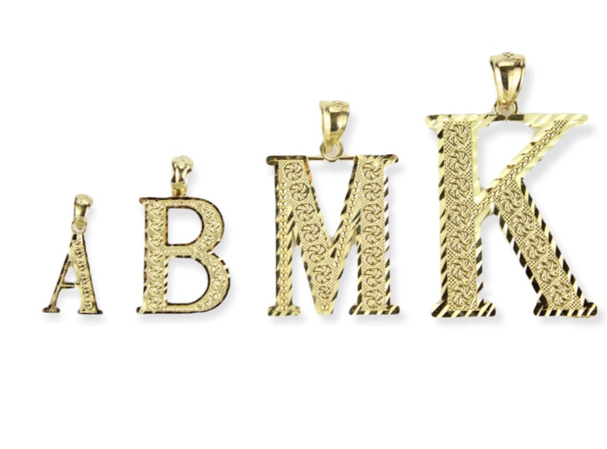 10K Yellow Gold Diamond Cut Initial Necklace