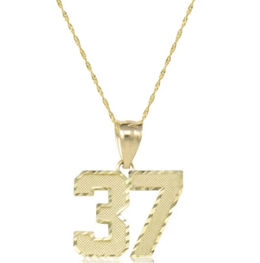 10K Yellow Gold Double Digit Number Pendant