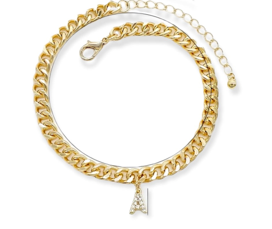 Initial Crystal Anklet