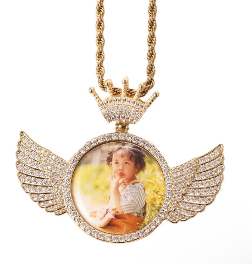 Crown Me Wing Photo Pendant