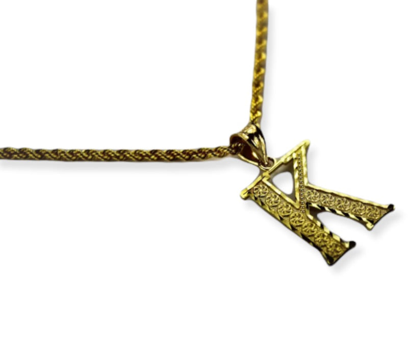 10K Yellow Gold Diamond Cut Initial Necklace
