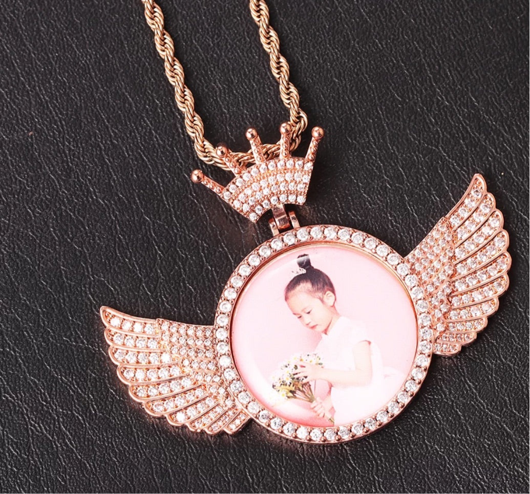 Crown Me Wing Photo Pendant